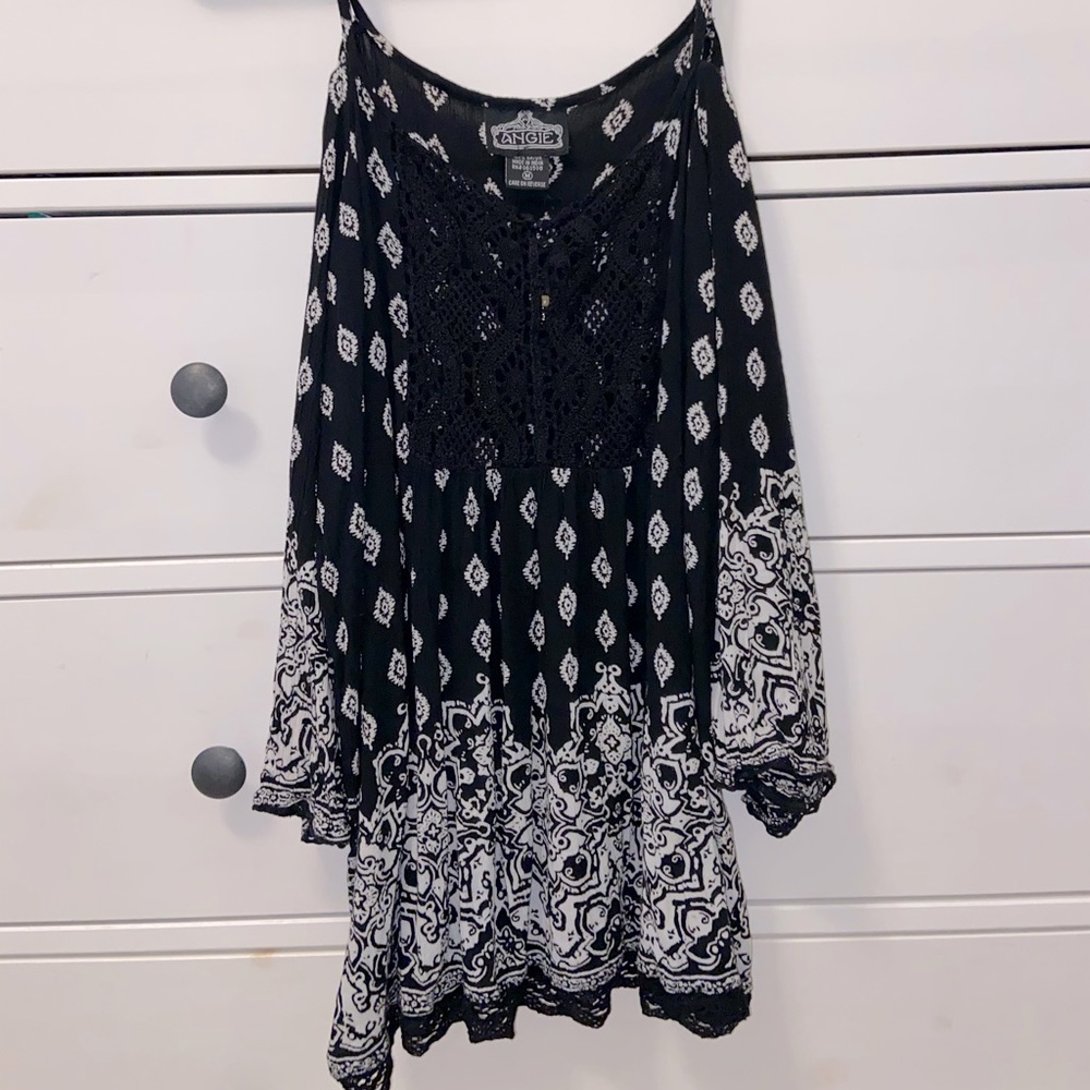 long sleeve open shoulder top